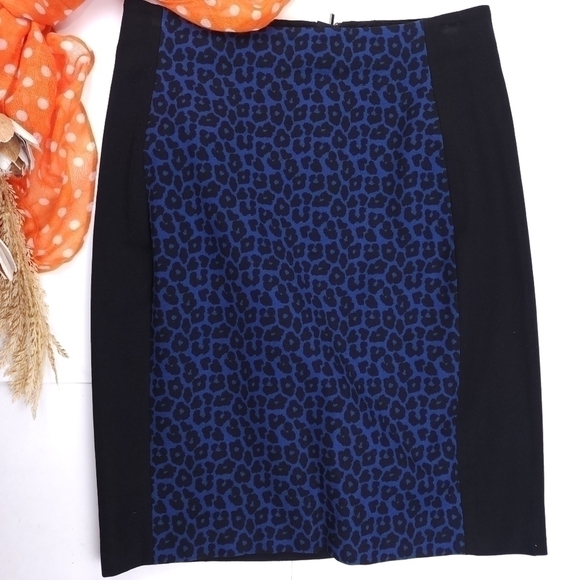 New Roland Mouret Blue Leopard Black Color Block Size 10 - Picture 3 of 8